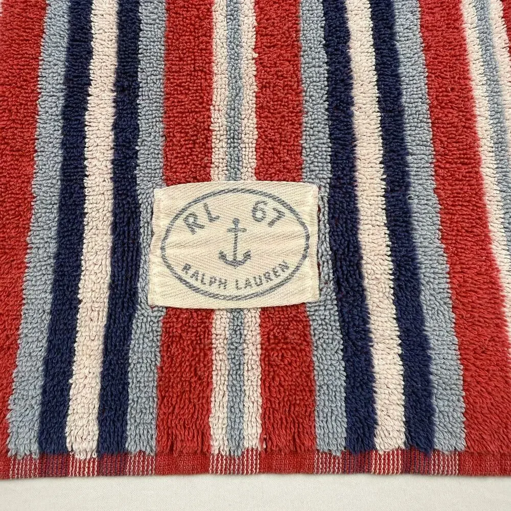 Ralph Lauren RL 67 Striped Cotton Hand Towels Nautical Made in USA Set of 2